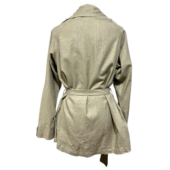 Maralyce Ferree Jacket Shacket Linen Cotton Beige Trench Belted Lagenlook XL - Picture 6 of 10